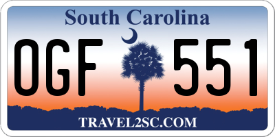 SC license plate OGF551