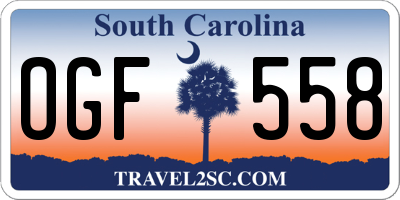 SC license plate OGF558