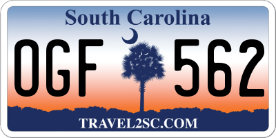 SC license plate OGF562