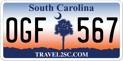SC license plate OGF567