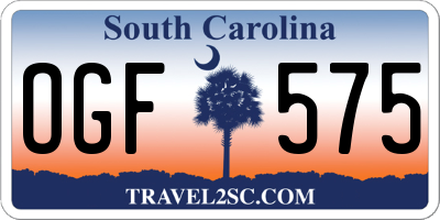 SC license plate OGF575