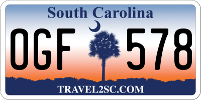 SC license plate OGF578
