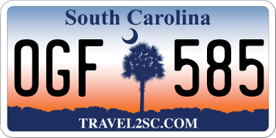 SC license plate OGF585