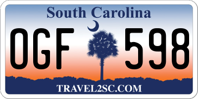 SC license plate OGF598