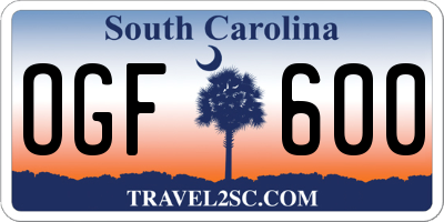 SC license plate OGF600