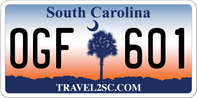 SC license plate OGF601