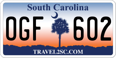 SC license plate OGF602