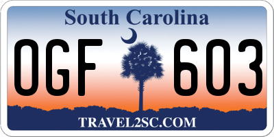SC license plate OGF603