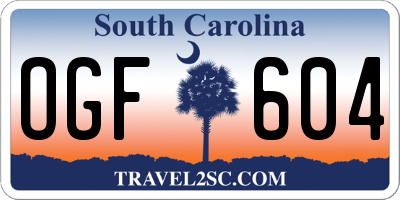 SC license plate OGF604