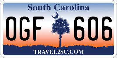 SC license plate OGF606