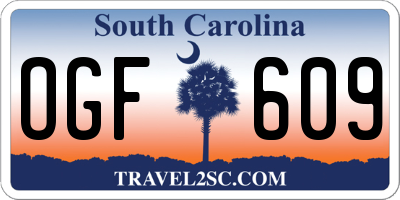 SC license plate OGF609