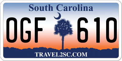 SC license plate OGF610