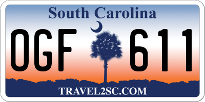 SC license plate OGF611