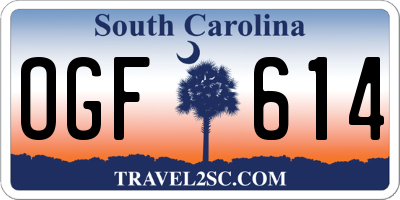 SC license plate OGF614