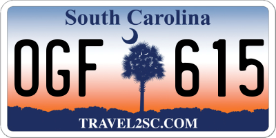 SC license plate OGF615