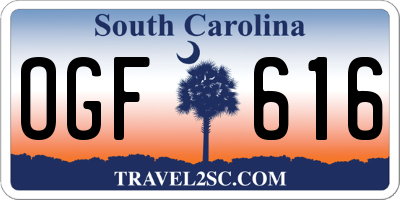 SC license plate OGF616