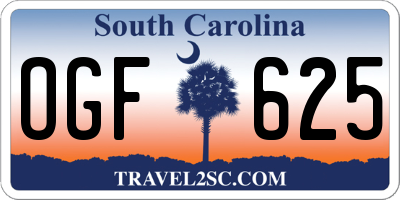SC license plate OGF625