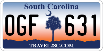 SC license plate OGF631