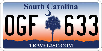SC license plate OGF633