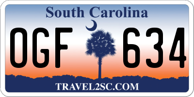 SC license plate OGF634