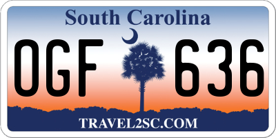 SC license plate OGF636