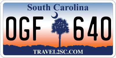 SC license plate OGF640