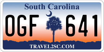 SC license plate OGF641