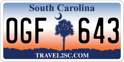 SC license plate OGF643