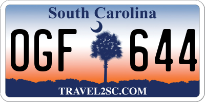 SC license plate OGF644