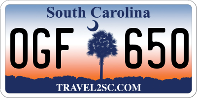 SC license plate OGF650