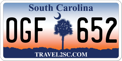 SC license plate OGF652