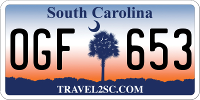 SC license plate OGF653