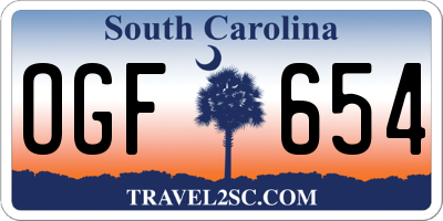 SC license plate OGF654