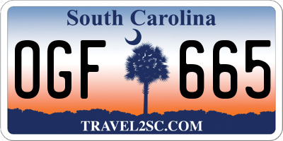 SC license plate OGF665