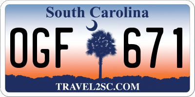 SC license plate OGF671