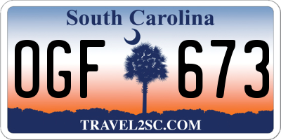 SC license plate OGF673