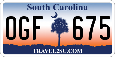 SC license plate OGF675