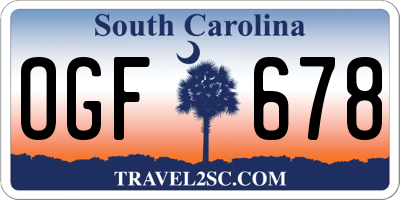 SC license plate OGF678