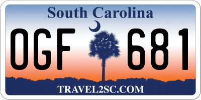 SC license plate OGF681