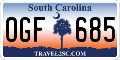 SC license plate OGF685
