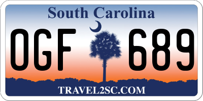 SC license plate OGF689