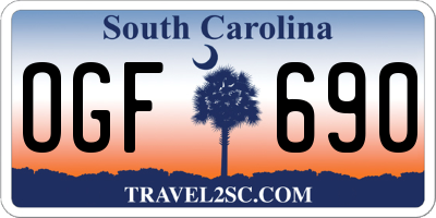 SC license plate OGF690