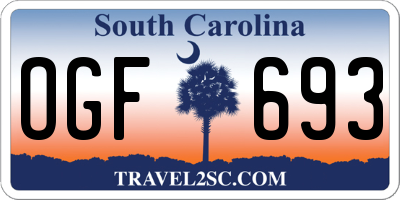 SC license plate OGF693