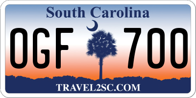 SC license plate OGF700