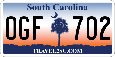 SC license plate OGF702