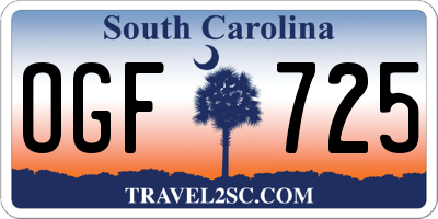 SC license plate OGF725