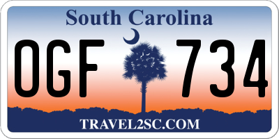 SC license plate OGF734