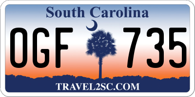 SC license plate OGF735