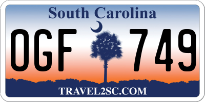 SC license plate OGF749