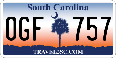 SC license plate OGF757